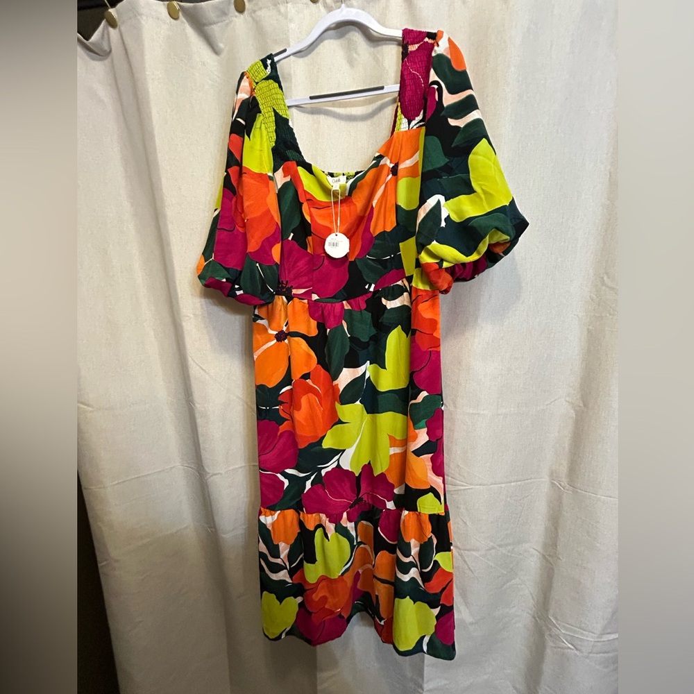 Vibrant Floral Women's Dress 3X